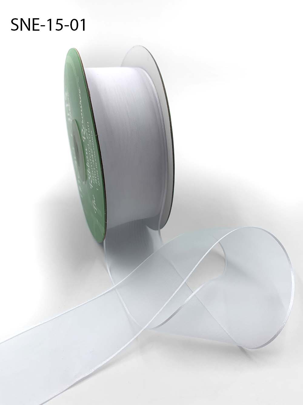 1.5 Inch Soft Sheer Ribbon with Thin Solid Edge – SNE-15-01 White