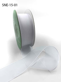 1.5 Inch Soft Sheer Ribbon with Thin Solid Edge – SNE-15-01 White