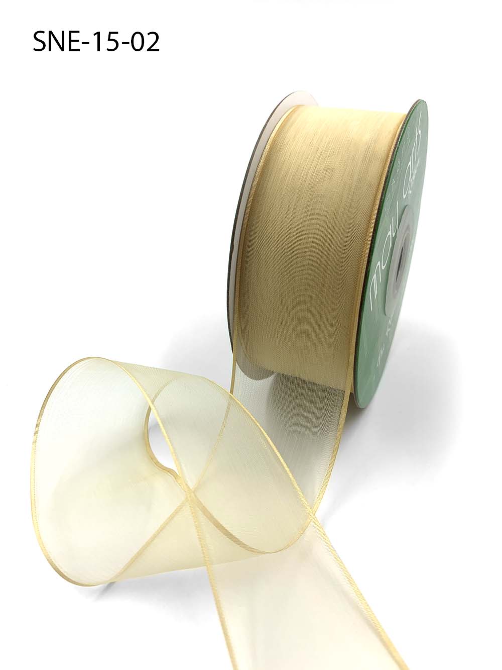 1.5 Inch Soft Sheer Ribbon with Thin Solid Edge – SNE-15-02 Champagne