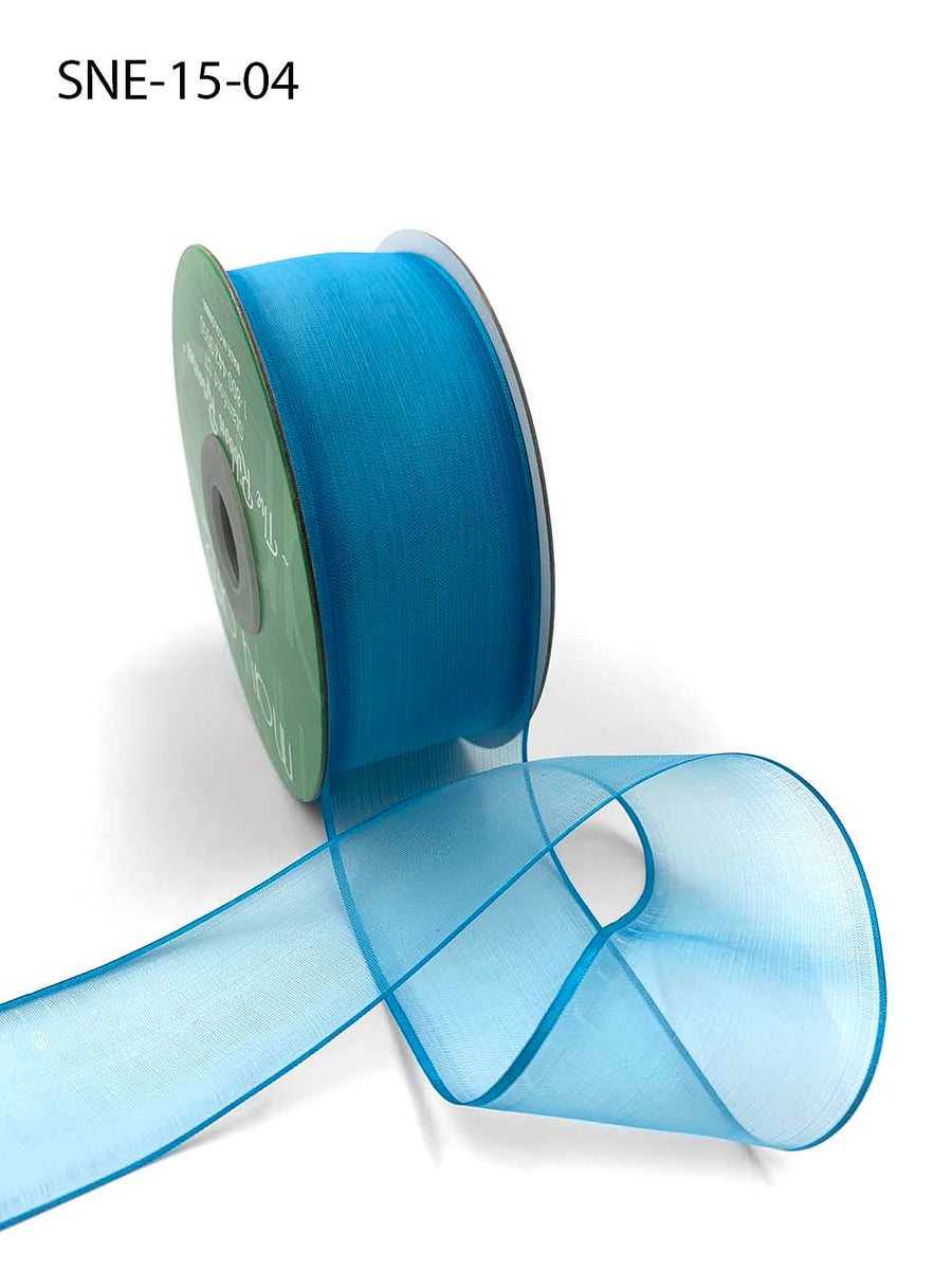 1.5 Inch Soft Sheer Ribbon with Thin Solid Edge – SNE-15-04 Teal