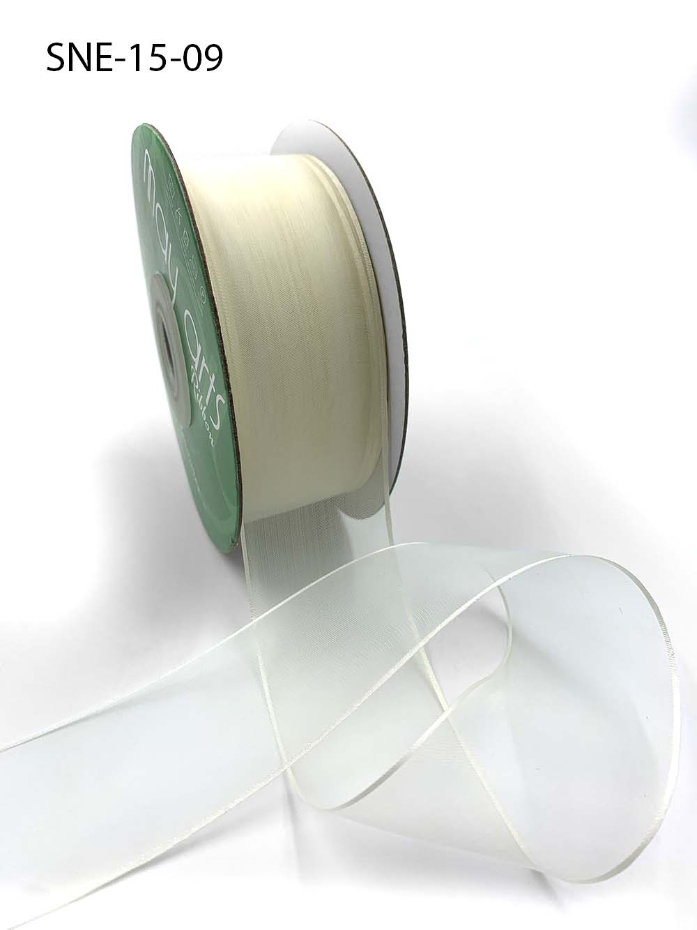 1.5 Inch Soft Sheer Ribbon with Thin Solid Edge – SNE-15-09 Ivory