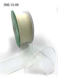 1.5 Inch Soft Sheer Ribbon with Thin Solid Edge – SNE-15-09 Ivory