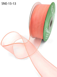 1.5 Inch Soft Sheer Ribbon with Thin Solid Edge – SNE-15-13 CORAL