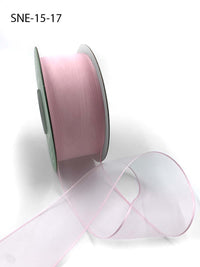 1.5 Inch Soft Sheer Ribbon with Thin Solid Edge – SNE-15-17 Light Pink