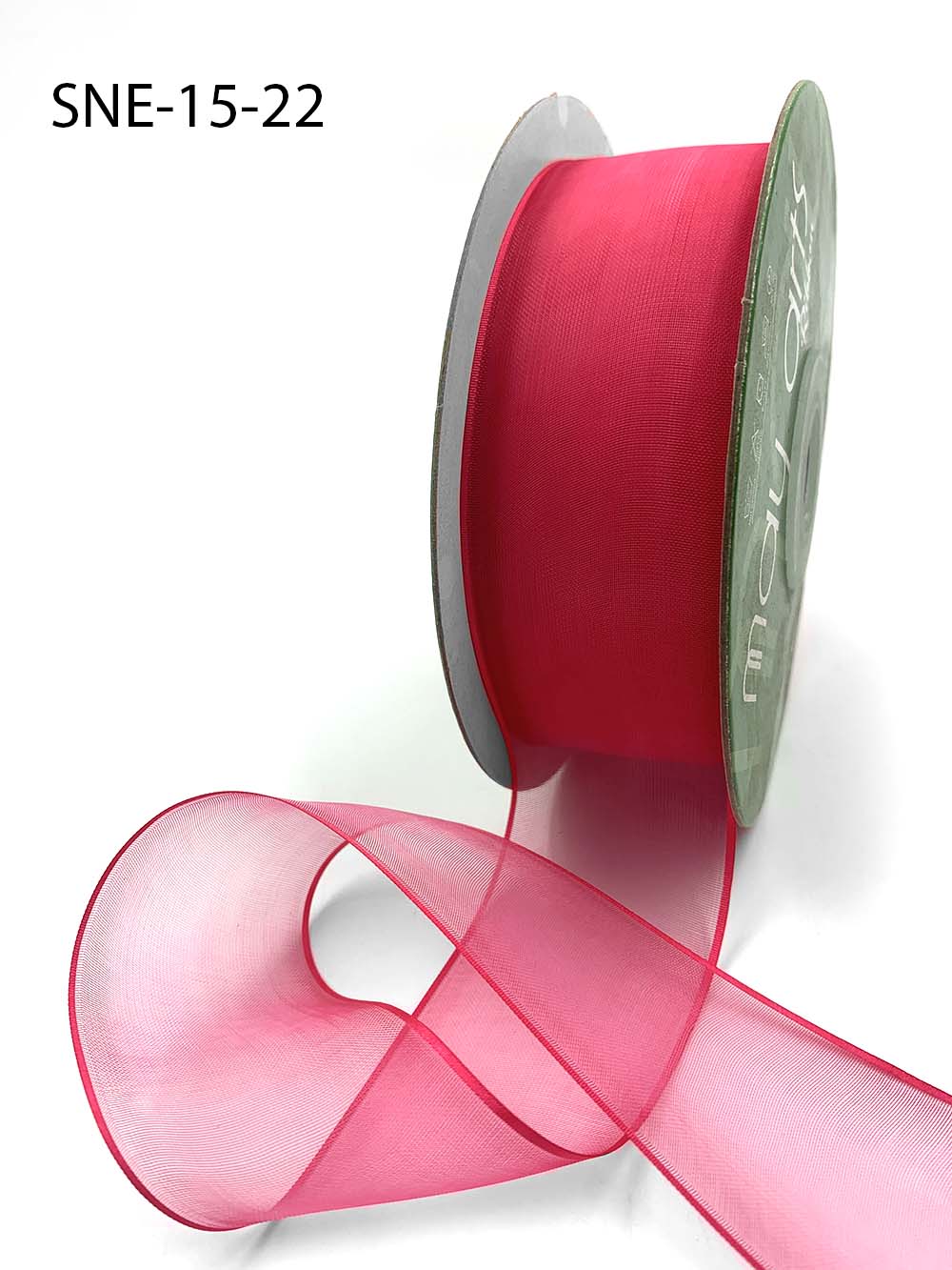 1.5 Inch Soft Sheer Ribbon with Thin Solid Edge – SNE-15-22 Fuchsia