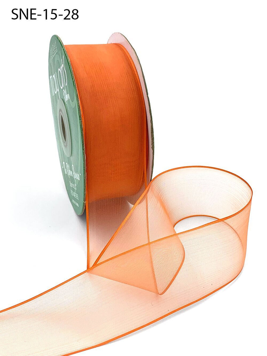 1.5 Inch Soft Sheer Ribbon with Thin Solid Edge – SNE-15-28 ORANGE
