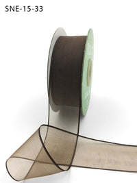 1.5 Inch Soft Sheer Ribbon with Thin Solid Edge – SNE-15-33 Brown