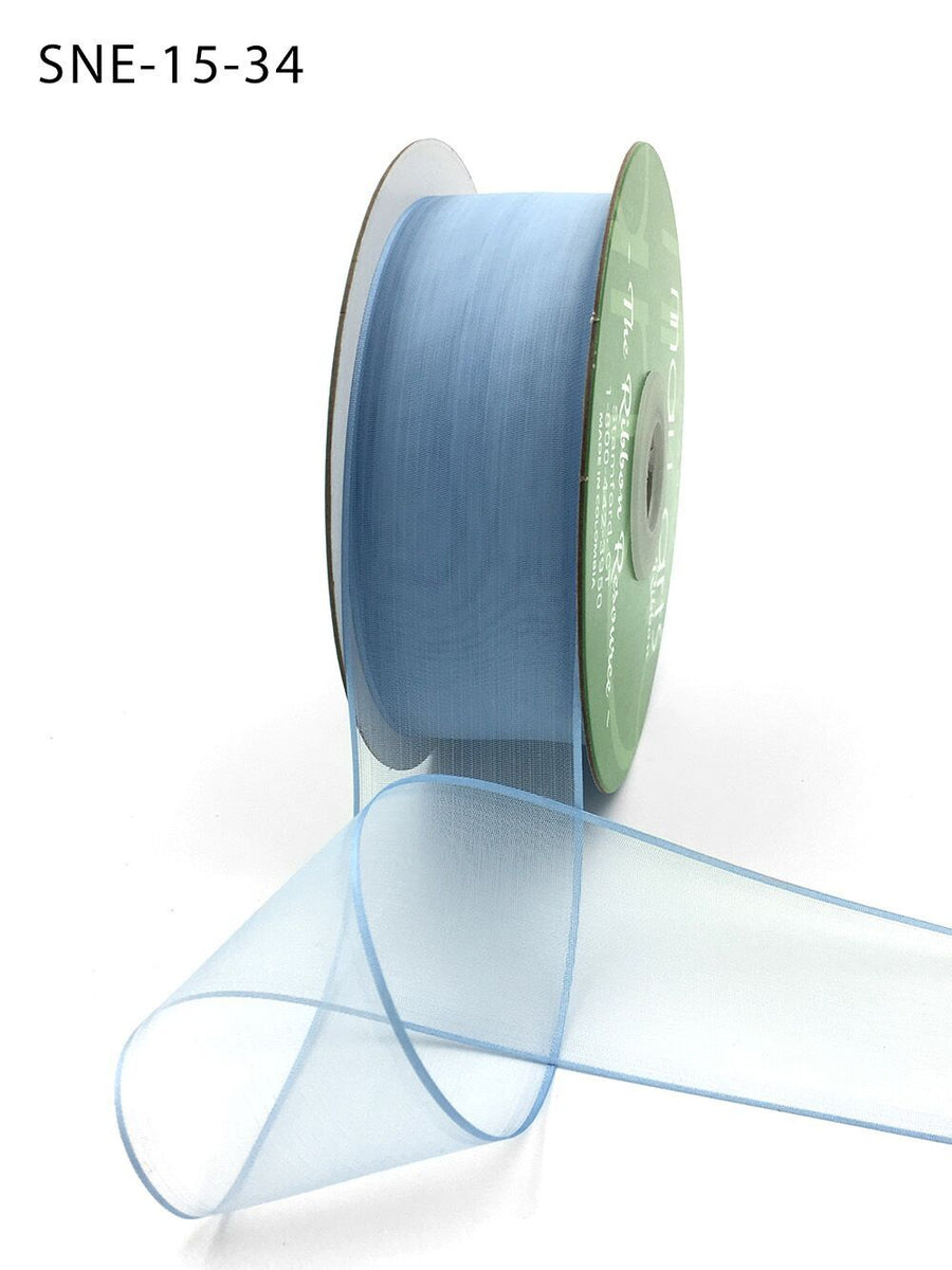 1.5 Inch Soft Sheer Ribbon with Thin Solid Edge – SNE-15-34 Light Blue