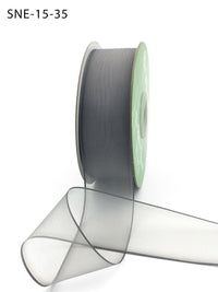 1.5 Inch Soft Sheer Ribbon with Thin Solid Edge – SNE-15-35 Pewter