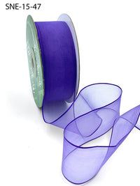 1.5 Inch Soft Sheer Ribbon with Thin Solid Edge – SNE-15-47 PURPLE
