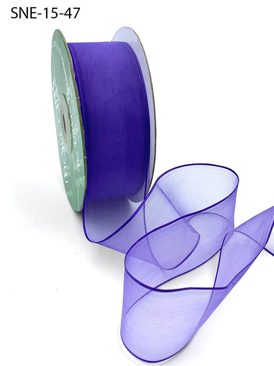 1.5 Inch Soft Sheer Ribbon with Thin Solid Edge – SNE-15-47 PURPLE