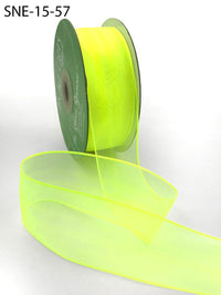 1.5 Inch Soft Sheer Ribbon with Thin Solid Edge – SNE-15-57 Neon Yellow