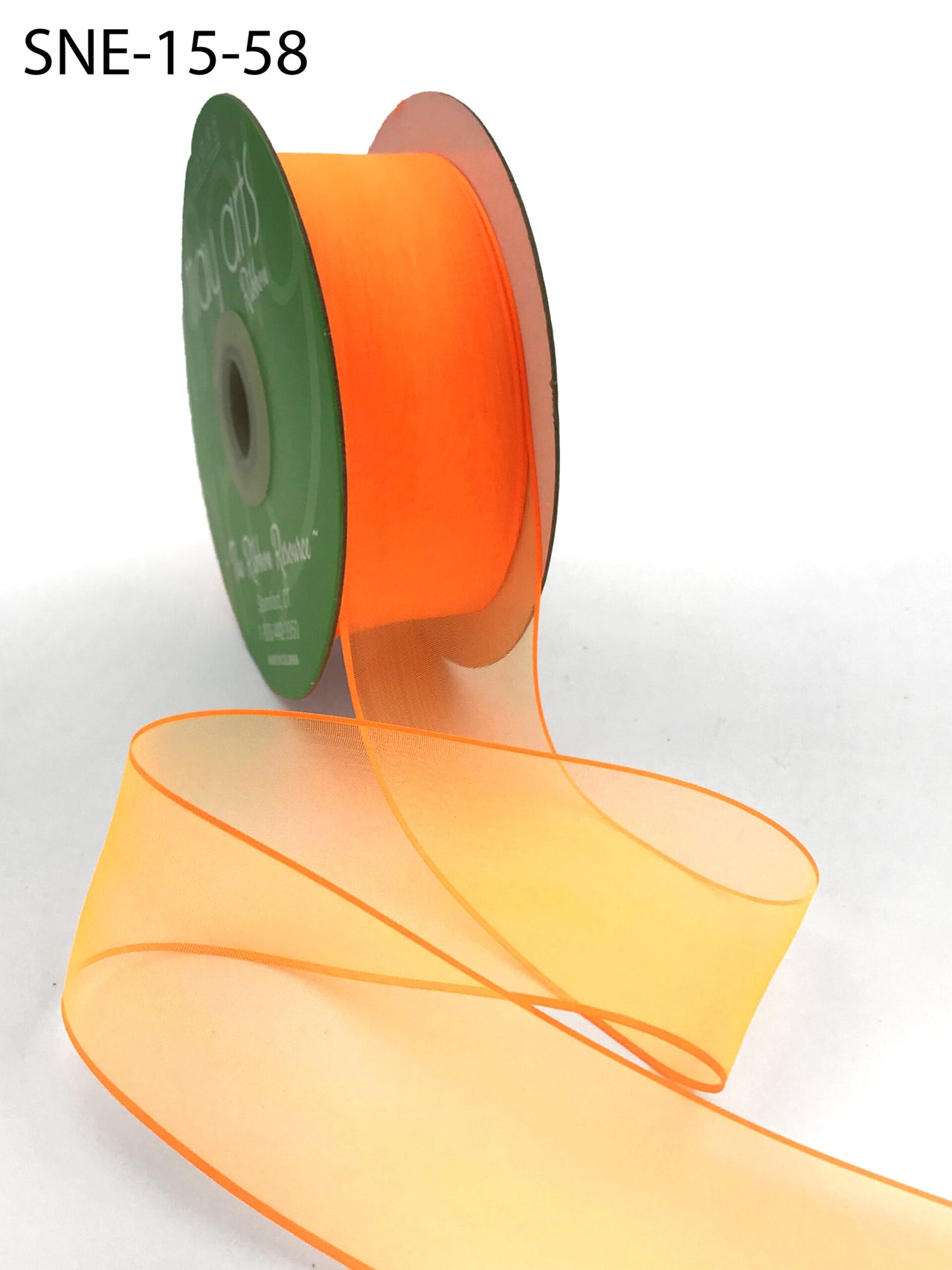 1.5 Inch Soft Sheer Ribbon with Thin Solid Edge – SNE-15-58 Neon Orange