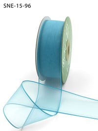 1.5 Inch Soft Sheer Ribbon with Thin Solid Edge – SNE-15-96 Turquoise