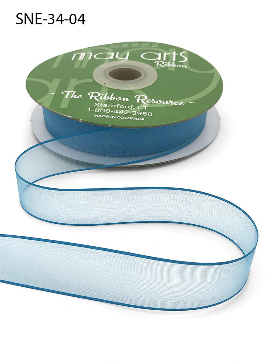 ~3/4 Inch Soft Sheer Ribbon with Thin Solid Edge – SNE-34-04 Teal