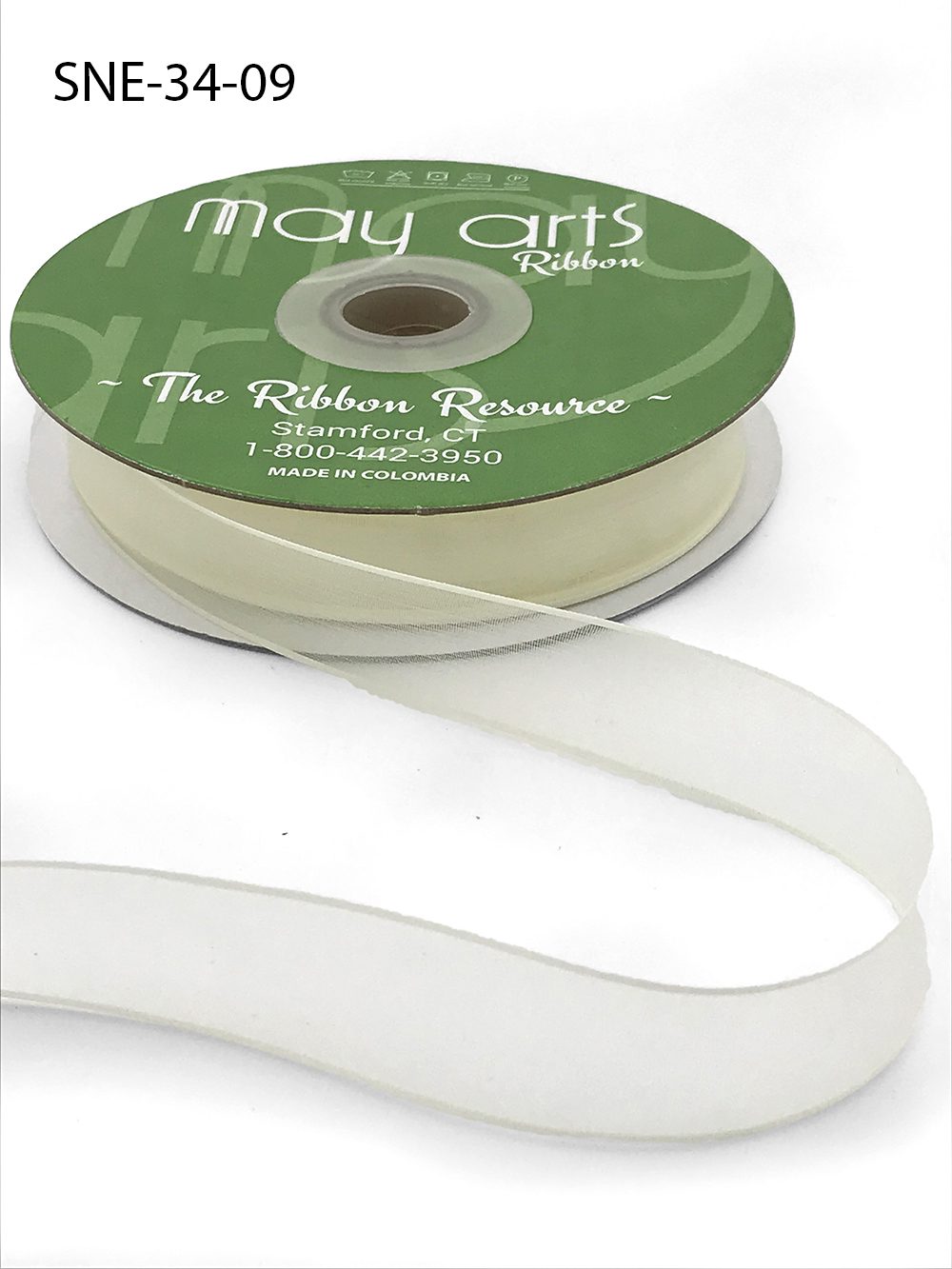 ~3/4 Inch Soft Sheer Ribbon with Thin Solid Edge – SNE-34-09 Ivory