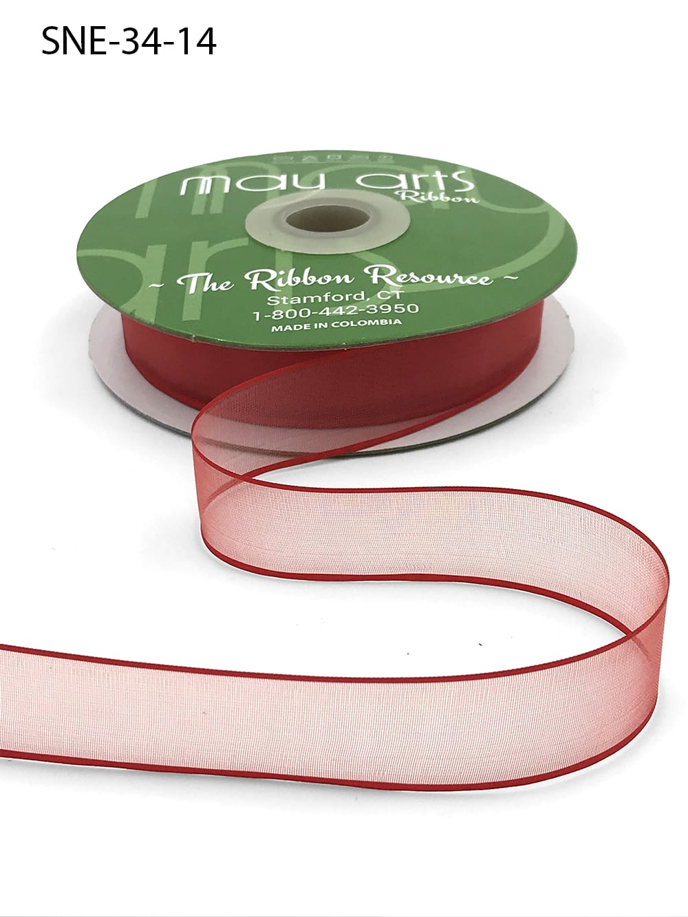 ~3/4 Inch Soft Sheer Ribbon with Thin Solid Edge – SNE-34-14 Red