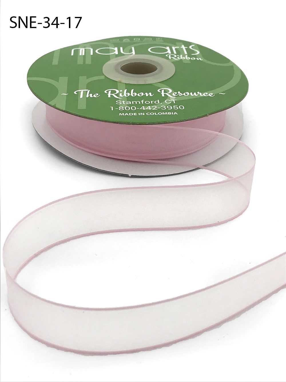~3/4 Inch Soft Sheer Ribbon with Thin Solid Edge – SNE-34-17 Light Pink