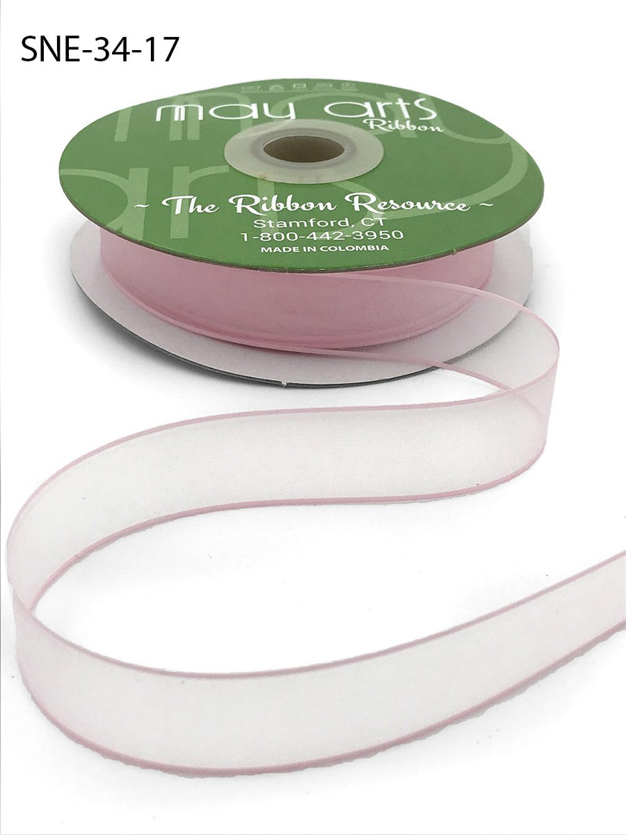 ~3/4 Inch Soft Sheer Ribbon with Thin Solid Edge – SNE-34-17 Light Pink