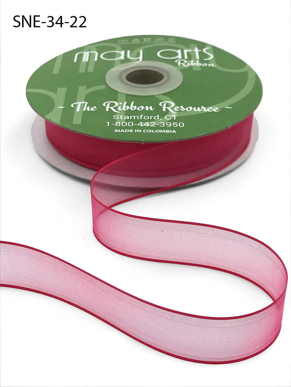 ~3/4 Inch Soft Sheer Ribbon with Thin Solid Edge – SNE-34-22 Fuchsia Pink