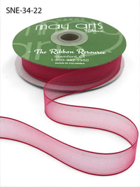 ~3/4 Inch Soft Sheer Ribbon with Thin Solid Edge – SNE-34-22 Fuchsia Pink