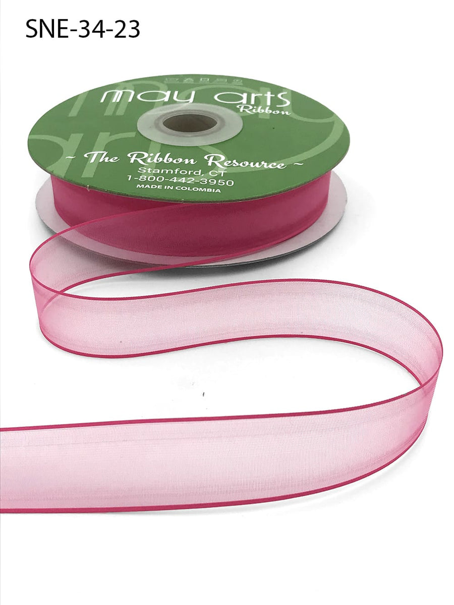 ~3/4 Inch Soft Sheer Ribbon with Thin Solid Edge – SNE-34-23 Watermelon