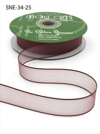 ~3/4 Inch Soft Sheer Ribbon with Thin Solid Edge – SNE-34-25 Burgundy
