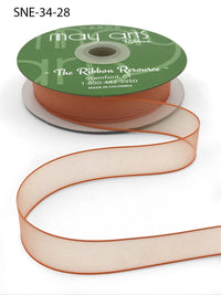 ~3/4 Inch Soft Sheer Ribbon with Thin Solid Edge – SNE-34-28 Orange