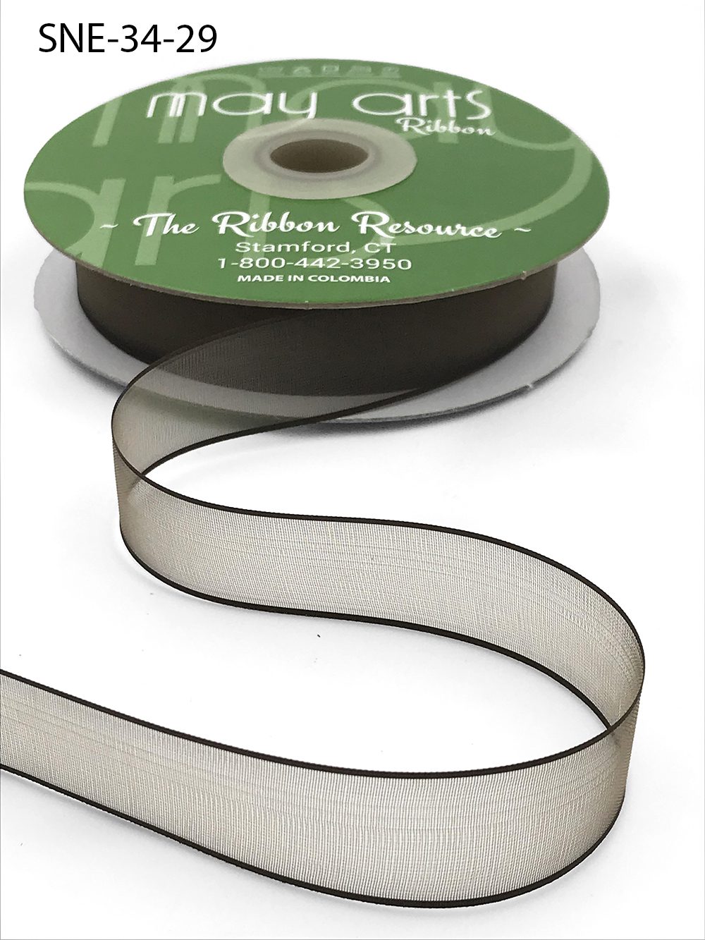 ~3/4 Inch Soft Sheer Ribbon with Thin Solid Edge – SNE-34-29 Light Brown