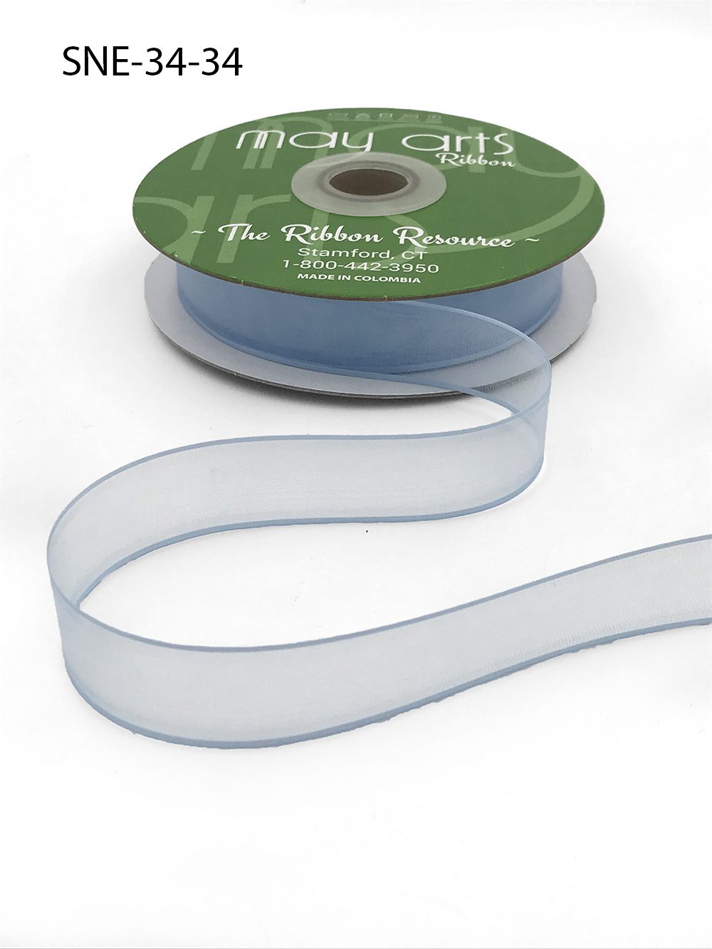 ~3/4 Inch Soft Sheer Ribbon with Thin Solid Edge – SNE-34-34 Light Blue