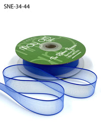 ~3/4 Inch Soft Sheer Ribbon with Thin Solid Edge – SNE-34-44 Royal Blue