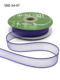 ~3/4 Inch Soft Sheer Ribbon with Thin Solid Edge – SNE-34-47 Purple