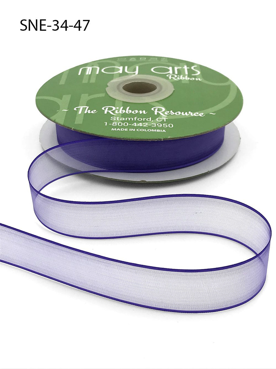 ~3/4 Inch Soft Sheer Ribbon with Thin Solid Edge – SNE-34-47 Purple