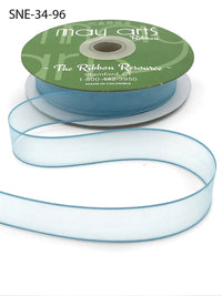 ~3/4 Inch Soft Sheer Ribbon with Thin Solid Edge – SNE-34-96 Turquoise