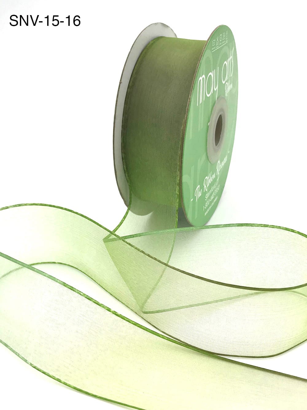 1.5 Inch Soft Variegated (multi-color) Sheer Ribbon with Thin Solid Edge – SNV-15-16 Sage/Olive
