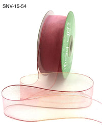 1.5 Inch Soft Variegated (multi-color) Sheer Ribbon with Thin Solid Edge – SNV-15-54 Red/Pink/Ivory