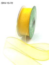 1.5 Inch Soft Variegated (multi-color) Sheer Ribbon with Thin Solid Edge – SNV-15-72 Lemon/Yellow