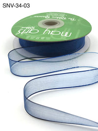 3/4 Inch Soft Variegated (multi-color) Sheer Ribbon with Thin Solid Edge – SNV-34-03 Light Blue/Blue