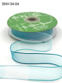3/4 Inch Soft Variegated (multi-color) Sheer Ribbon with Thin Solid Edge – SNV-34-04 Ice/Teal