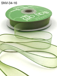 3/4 Inch Soft Variegated (multi-color) Sheer Ribbon with Thin Solid Edge – SNV-34-16 Sage/Olive
