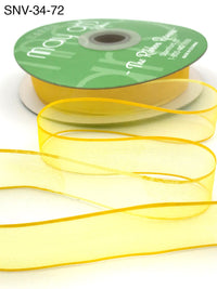 3/4 Inch Soft Variegated (multi-color) Sheer Ribbon with Thin Solid Edge – SNV-34-72 Lemon/Yellow