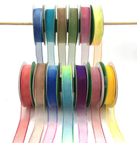 3/4 Inch Soft Variegated (multi-color) Sheer Ribbon with Thin Solid Edge