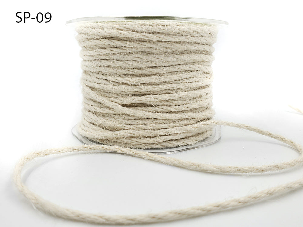1/8 Inch 100% Jute Burlap Twisted Rope Cord Ribbon – SP09 – IVORY