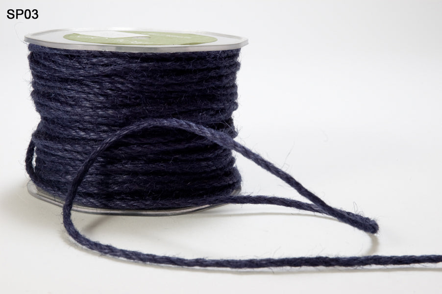 1/8 Inch 100% Jute Burlap Twisted Rope Cord Ribbon – SP03 – NAVY
