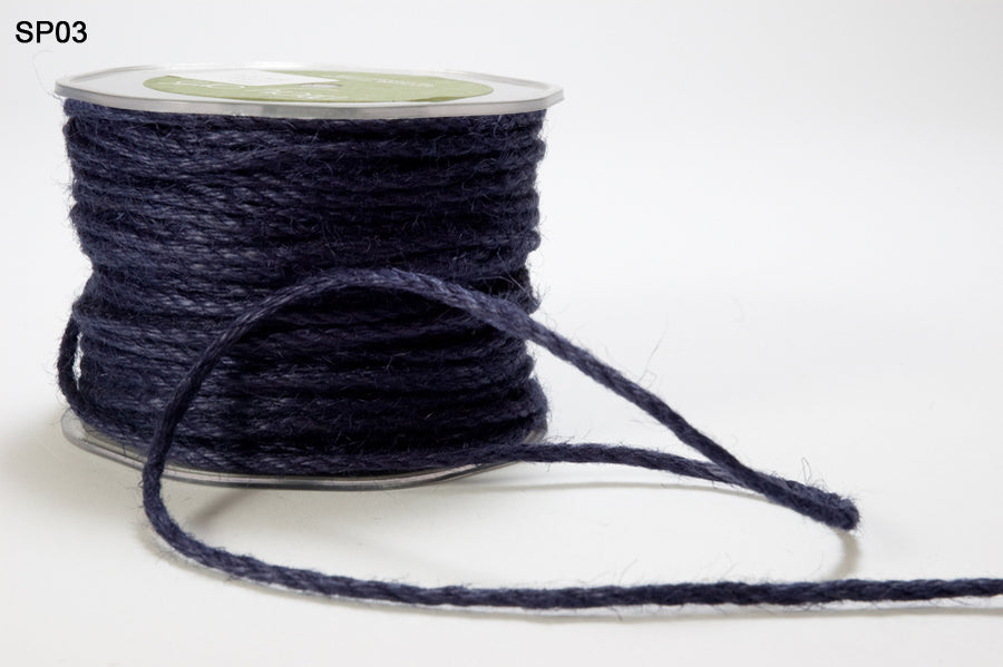 1/8 Inch 100% Jute Burlap Twisted Rope Cord Ribbon – SP03 – NAVY