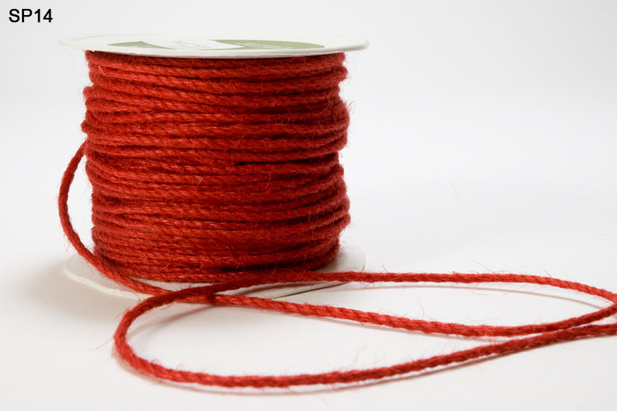 1/8 Inch 100% Jute Burlap Twisted Rope Cord Ribbon – SP14 – RED