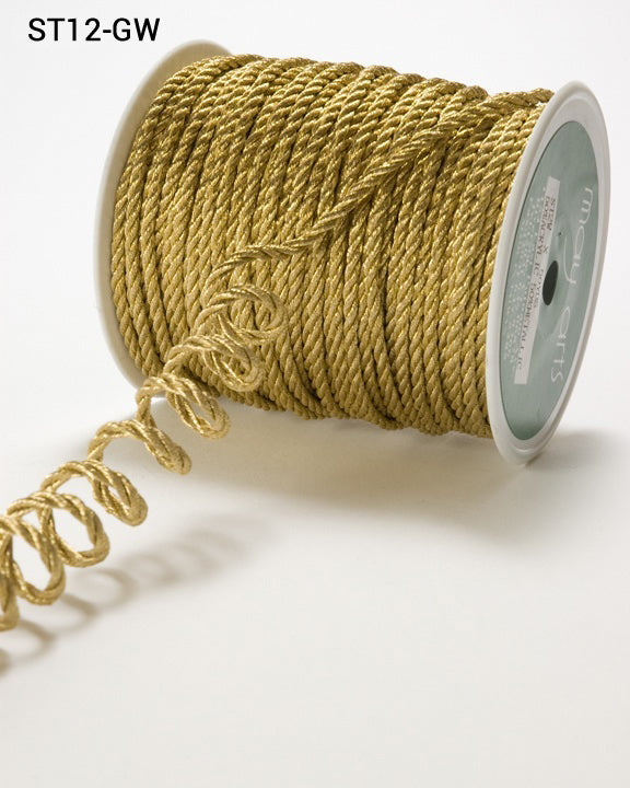 2.5 mm Wired Cording Ribbon – ST12-GW – METALLIC GOLD/WIRED