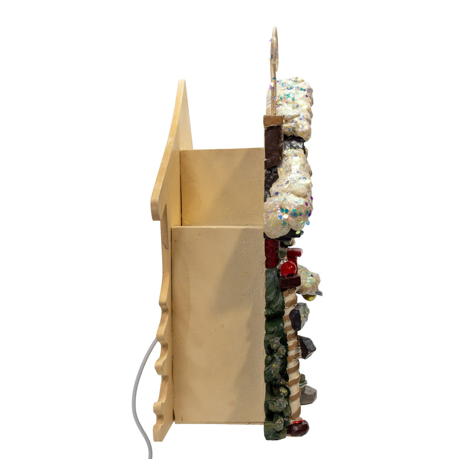 10.5" Light Up Snow Town Santa Workshop Table Piece