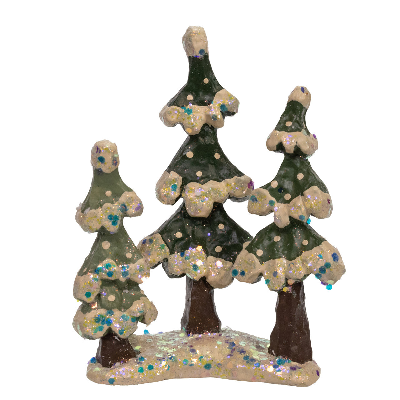 6.25" Snow Town Glittered Snowy Trees Table Piece