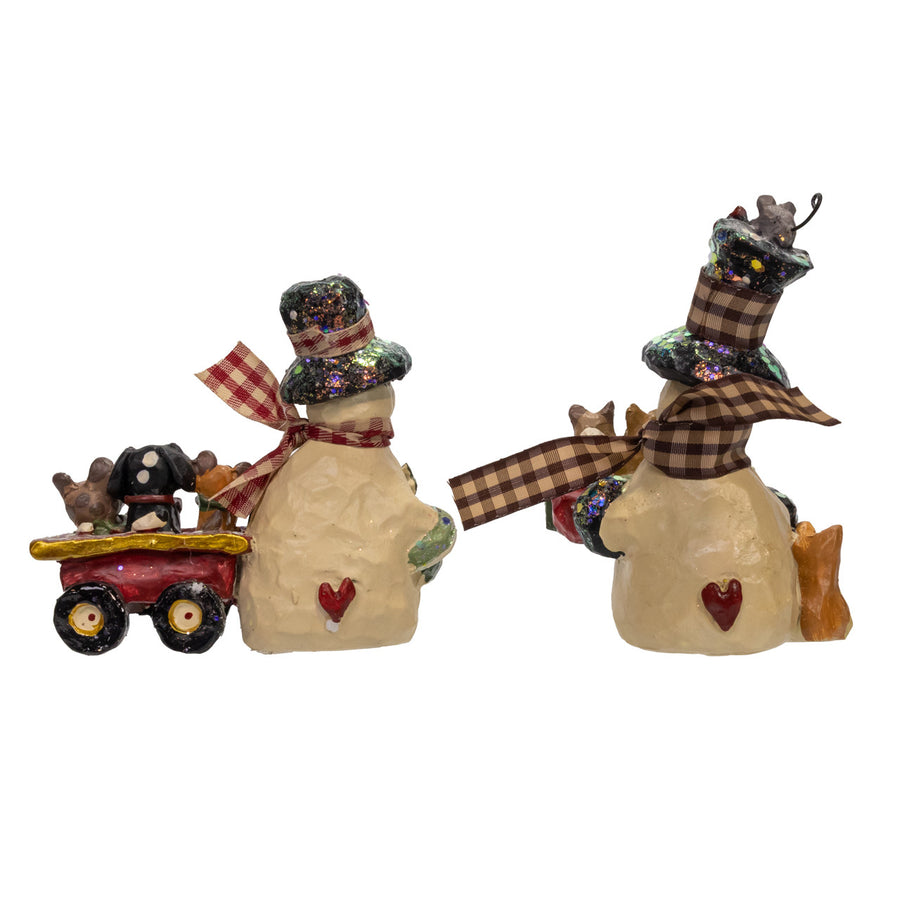 4-5" Snow Town Snowman With Pets Table Pieces